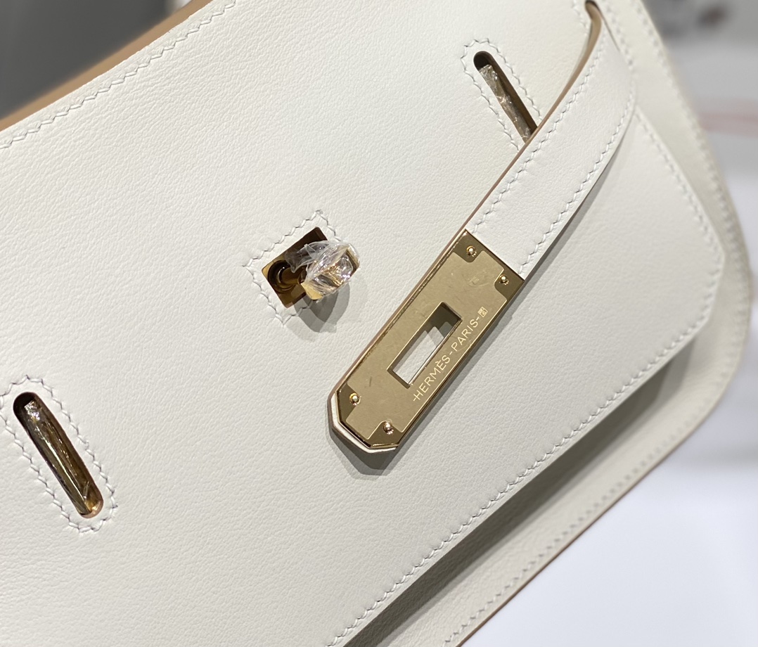 Hermes Jypsiere Mini Shoulder Bag In Cream White Swift Leather